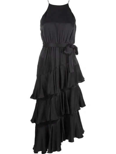 Shop Zimmermann Halterneck Tiered Dress In Black