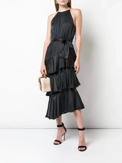Shop Zimmermann Halterneck Tiered Dress In Black