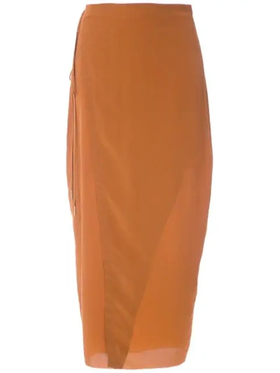 Shop Osklen Silk Wrap Skirt In Brown