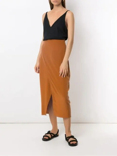 Shop Osklen Silk Wrap Skirt In Brown