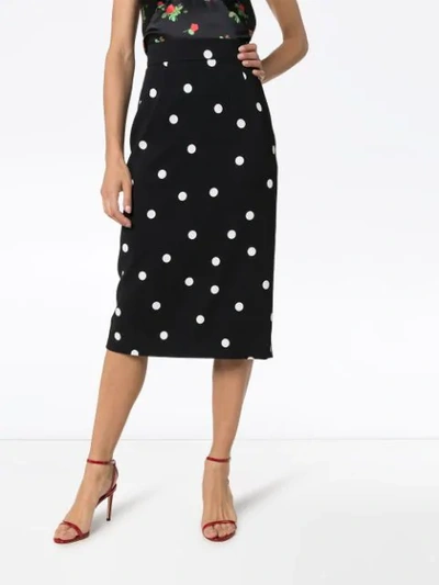 Shop Dolce & Gabbana Cady Polka-dot Pencil Skirt In Black