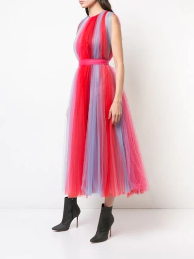 Shop Carolina Herrera Striped Chiffon Dress In Multicolour