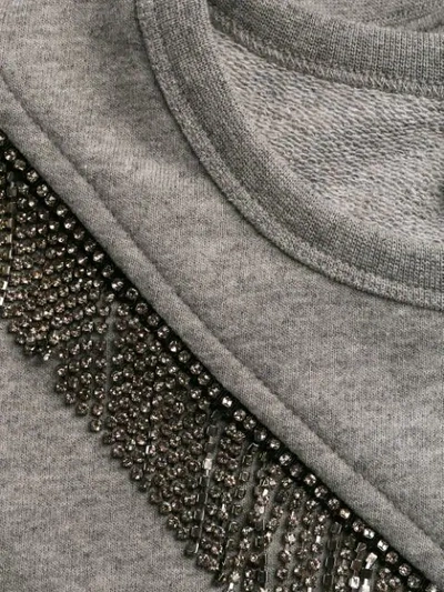Shop Pinko Crystal Embellished Sweatshirt In Grey