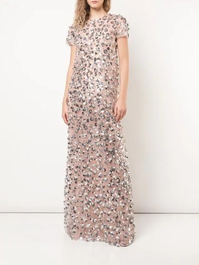 Shop Carolina Herrera Flower Embroidery Gown In Pink