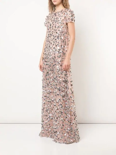 Shop Carolina Herrera Flower Embroidery Gown In Pink