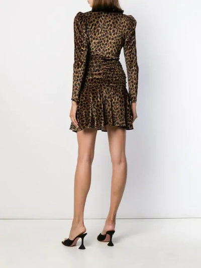 Shop Attico Leopard Print Mini Dress In Green