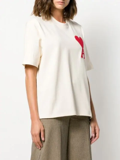 Shop Ami Alexandre Mattiussi Big Coeur Patch T-shirt In Neutrals