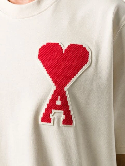 Shop Ami Alexandre Mattiussi Big Coeur Patch T-shirt In Neutrals