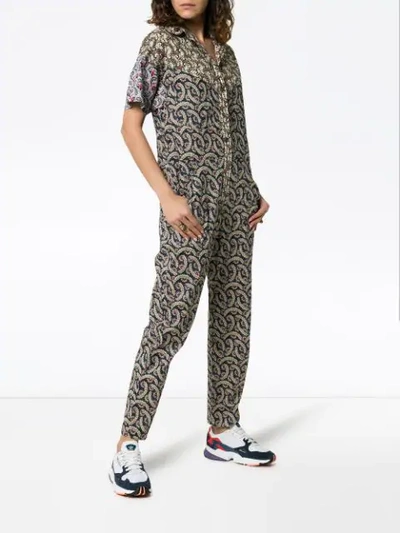 ISABEL MARANT ÉTOILE LINDSIE V NECK PATCHWORK COTTON JUMPSUIT - 粉色