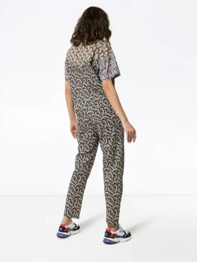 ISABEL MARANT ÉTOILE LINDSIE V NECK PATCHWORK COTTON JUMPSUIT - 粉色