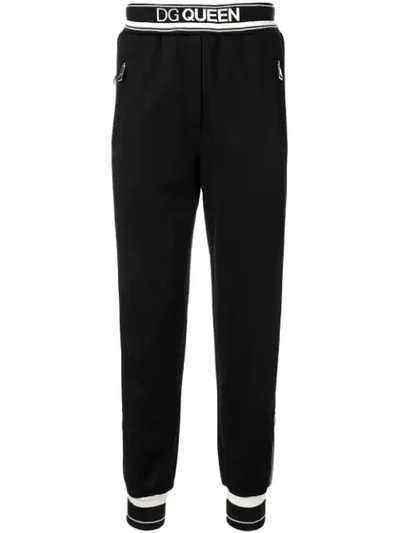 Shop Dolce & Gabbana Dg Queen Track Pants In Black