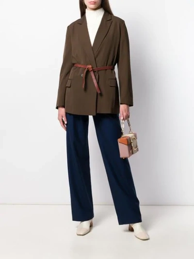 Shop Forte Forte Belted Blazer Jacket In Brown