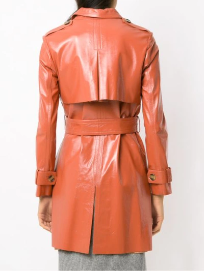 Shop Nk Leather Trench Coat In Brown