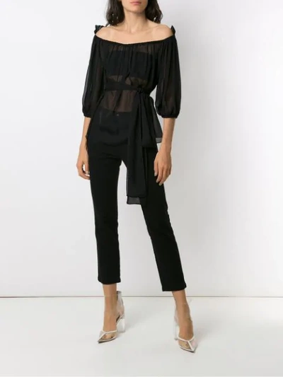 Shop Andrea Bogosian Gathering Silk Blouse In Black