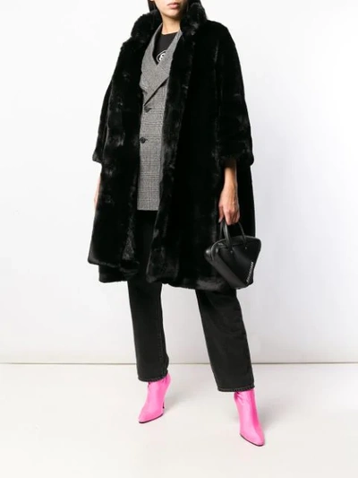 Shop Balenciaga Pulled Opera Coat In Black