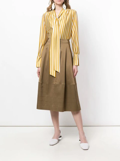 Shop Luisa Cerano Striped Long-sleeve Shirt - Yellow