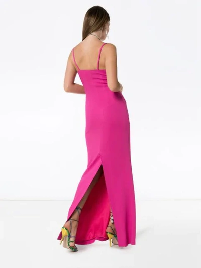 Shop Alessandra Rich Crystal-button Long Dress In Pink