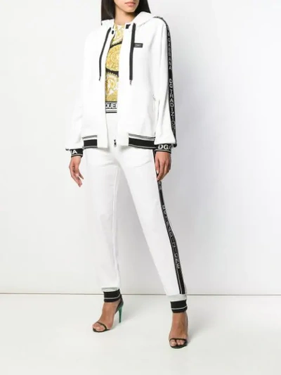 Shop Dolce & Gabbana Logo Tape Track Pants In White