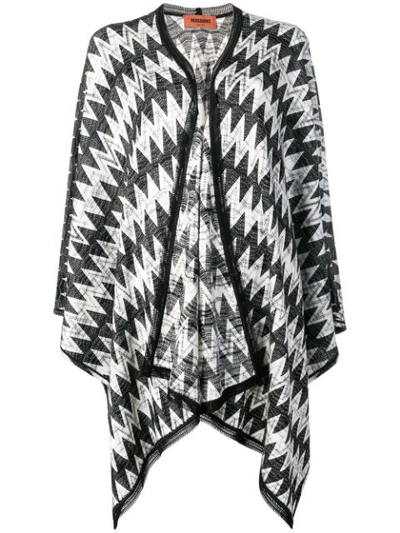 Shop Missoni Knitted Geometric Patterned Shawl In Black