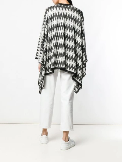 Shop Missoni Knitted Geometric Patterned Shawl In Black