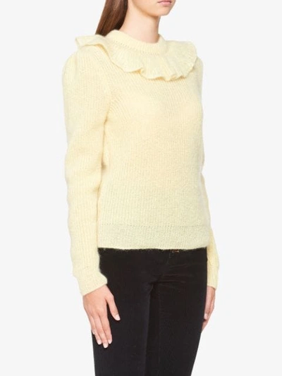 Shop Miu Miu Ruffle Knitted Sweater In F0032 Vanilla