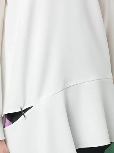 Tibi Triacetate Long-sleeve Top With Detached Hem In White