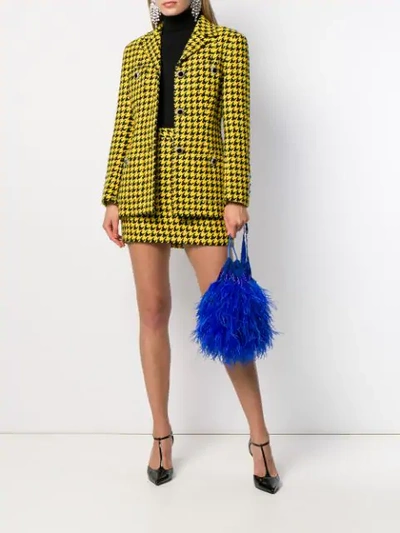 ALESSANDRA RICH HOUNDSTOOTH PRINT SKIRT - 黄色