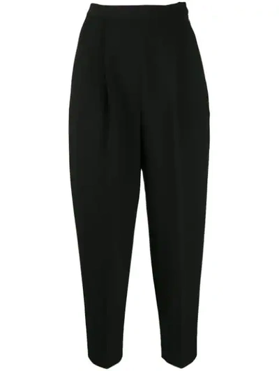 Shop Enföld Cropped Pleated Trousers In Black