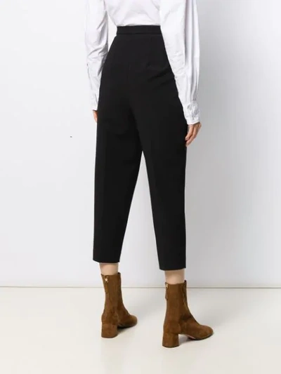 Shop Enföld Cropped Pleated Trousers In Black