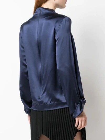 Shop Dion Lee Draped Silk Blouse In Blue