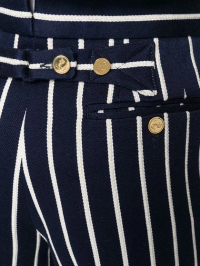 Shop Thom Browne Cropped Stripe Silk Trousers - Blue