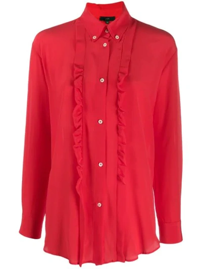 Shop Jejia Ruffle Long-sleeve Blouse In Red