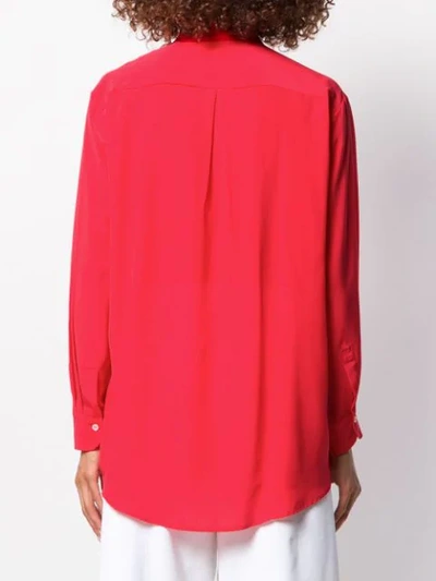 Shop Jejia Ruffle Long-sleeve Blouse In Red