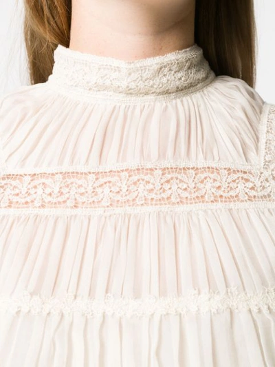 Shop Alberta Ferretti Embroidered Lace Blouse In White