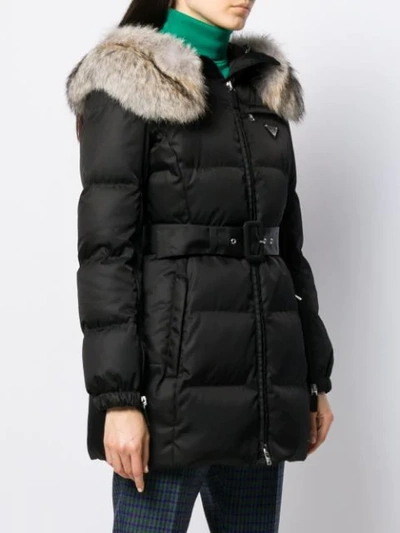 Shop Prada Padded Hooded Jacket In F0002 Nero