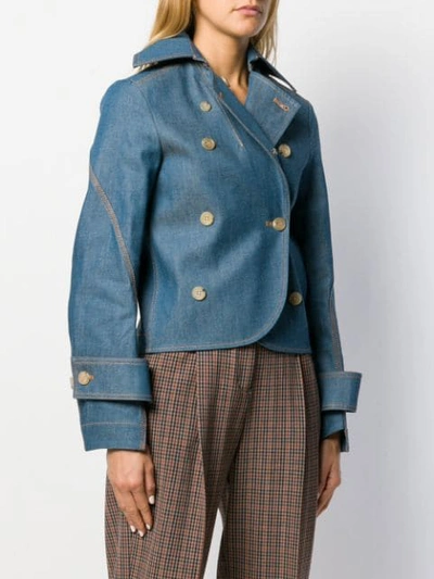 Shop Lanvin Asymmetric Cut Denim Jacket In Blue