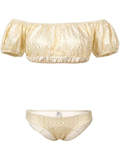 Shop Lisa Marie Fernandez Printed Bikini In Gold