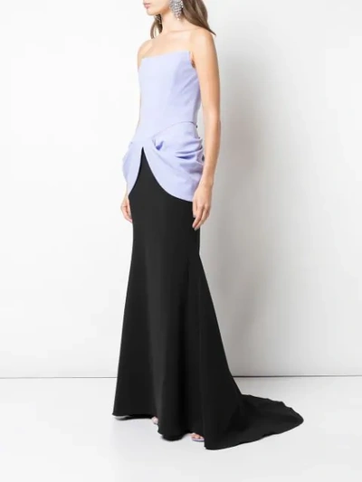 Shop Christian Siriano Draped Side Gown In Black