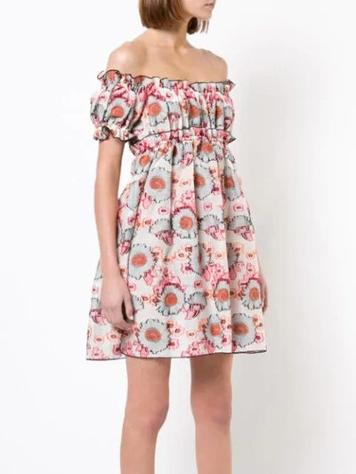 Shop Anna Sui Sunflower Jacquard Dress - White