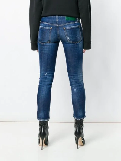 Shop Dsquared2 Super Skinny Cropped Jeans In Blue
