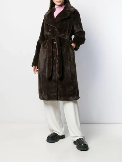 Shop Stand Studio Belted Trench Coat In Brown