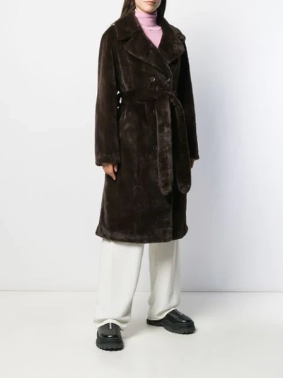 Shop Stand Studio Belted Trench Coat In Brown