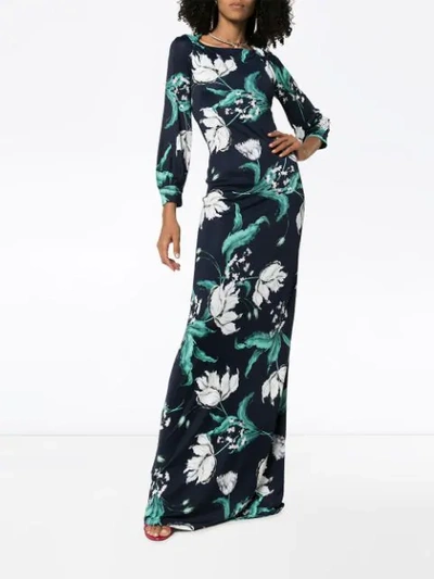 Shop Erdem Etheline Floral Gown In Blue