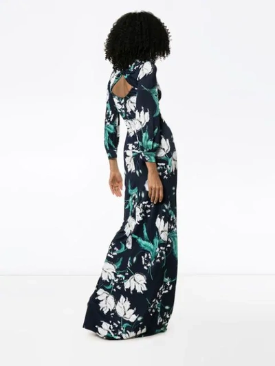 Shop Erdem Etheline Floral Gown In Blue