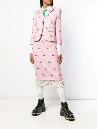 Shop Thom Browne Duck Embroidered Pink Sport Coat