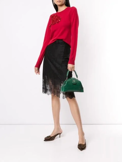 Shop N°21 Sequinned Ruffle Sweater In Red