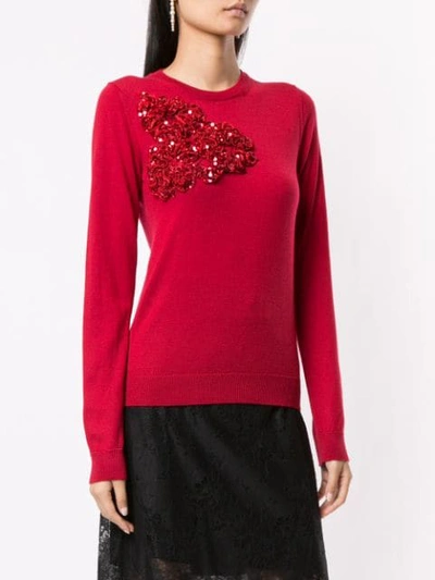 Shop N°21 Sequinned Ruffle Sweater In Red