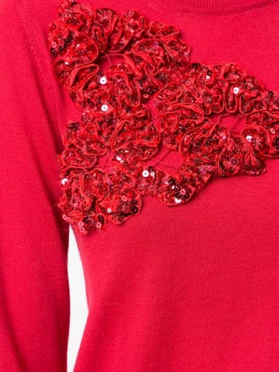 Shop N°21 Sequinned Ruffle Sweater In Red