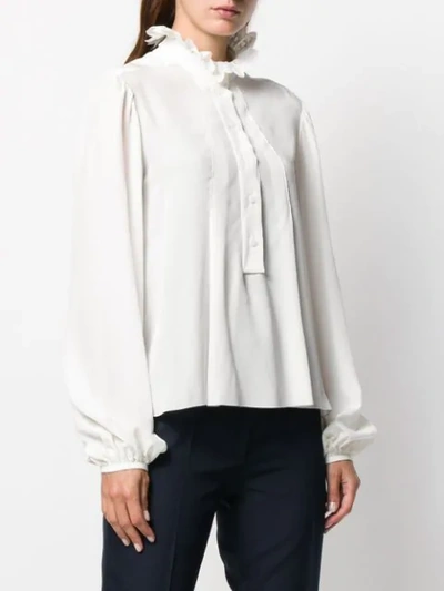 Shop Chloé Embroidered Ruff Collar Blouse In White