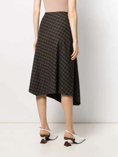 Shop Vince Asymmetric Plaid Skirt In Brown